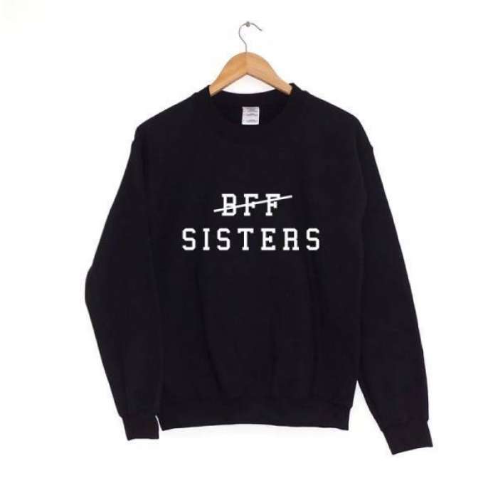 BFF SISTERS Black Sweat Shirt 100%FLEECE for women 273 - AceCart Warm Hooded Sweatshirt in Black