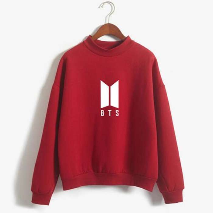 Red BTS Sweat Shirt For men and women Export Quality - AceCart Warm Hooded Sweatshirt in Red