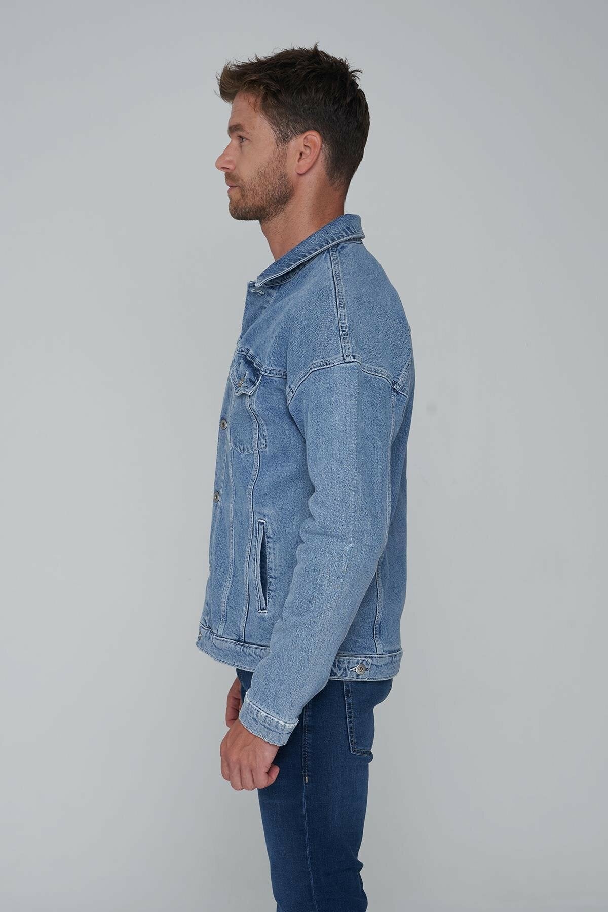 Light washed denim jacket mens hotsell