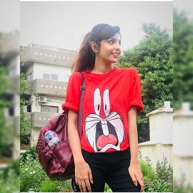 Red Bunny Cotton Printed T-shirt For Womens - Front View - AceCart