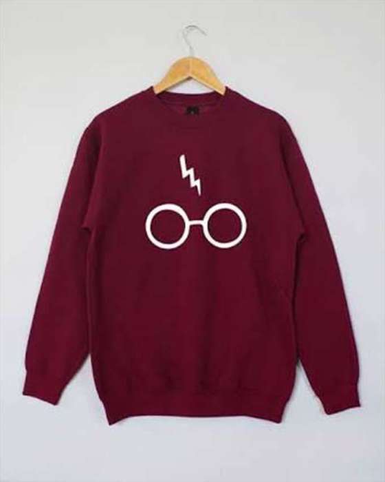 Maroon Harry Potter Glasses Printed Sweat Shirt For womens - AceCart Warm Hooded Sweatshirt in Maroon