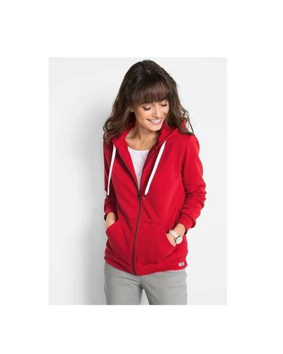 Red plain zipper For and women - AceCart Warm Hooded Sweatshirt in Red