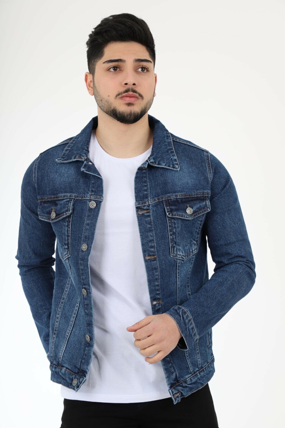 Ace Mens Denim Jacket Stretchable Fine Lycra S Blue