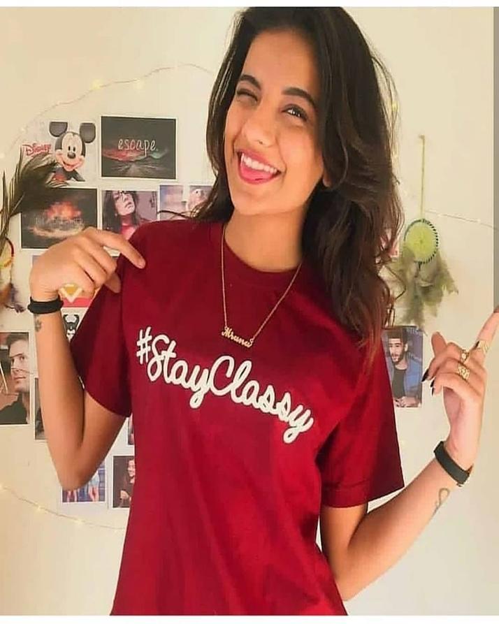 Red Stay Classy Printed T-Shirt For Women - Front View - AceCart