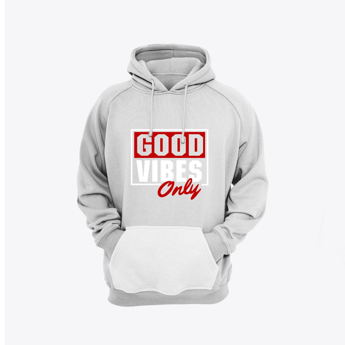 Good Vibes Printed Fleece Full Sleeves Pull Over Hoodie