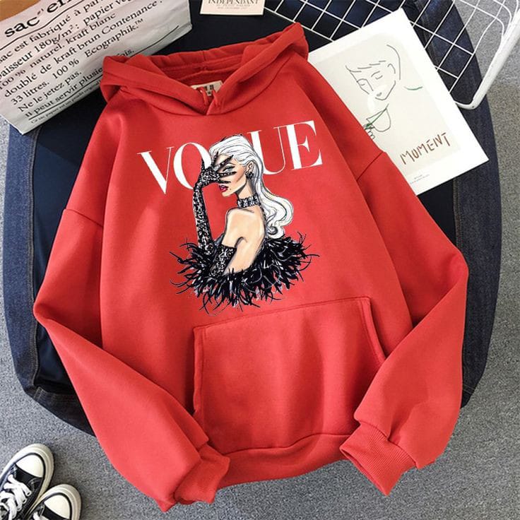 Vogue Printed Winter Fleece Full Seeves Hoodie For Women