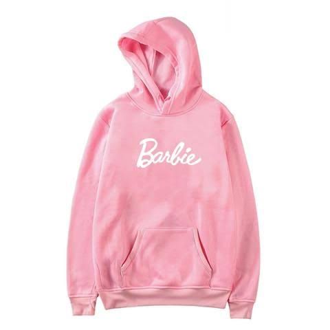 Pink Barbe Fleece Full Sleeves Pull Over Hoodie For Women