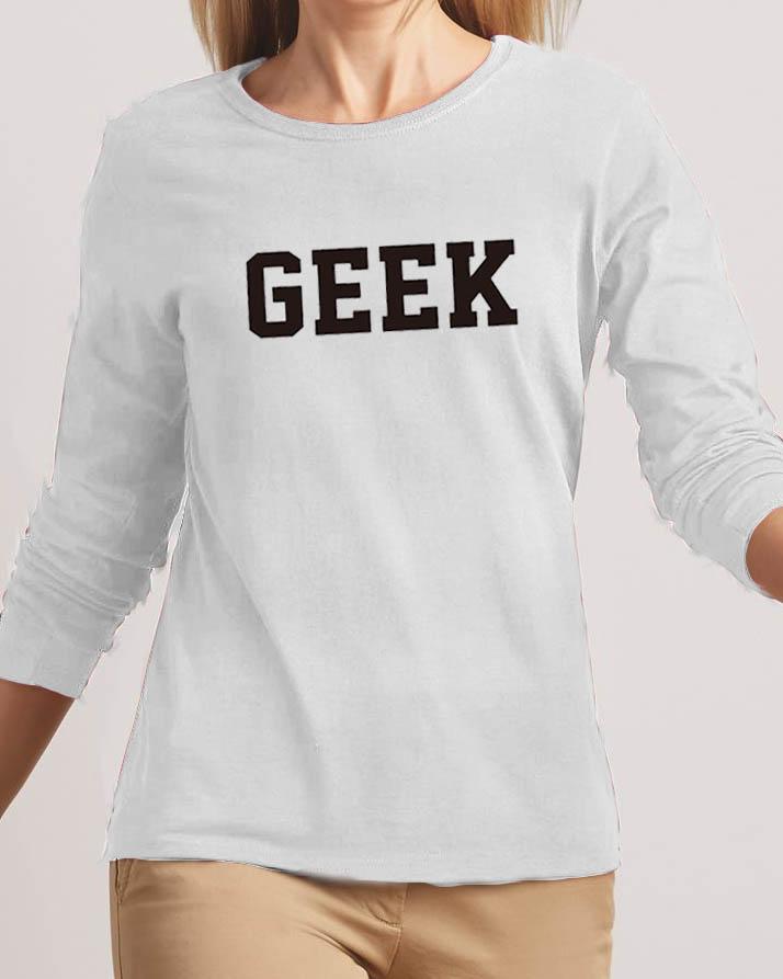 Geek New Fashion White High Printed Design High Quality T-shirt - Front View - AceCart