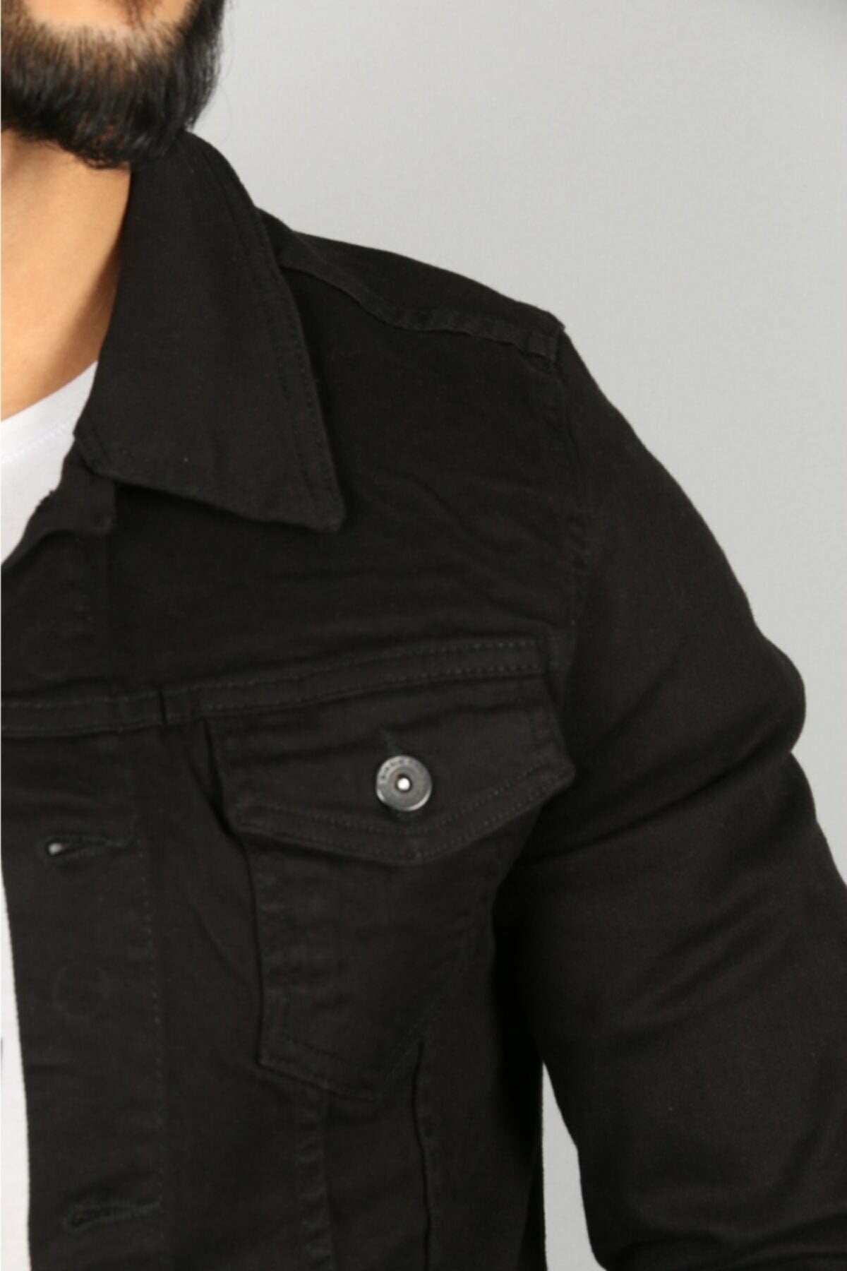 Ace Mens Denim Jacket Stretchable Fine Lycra L Black