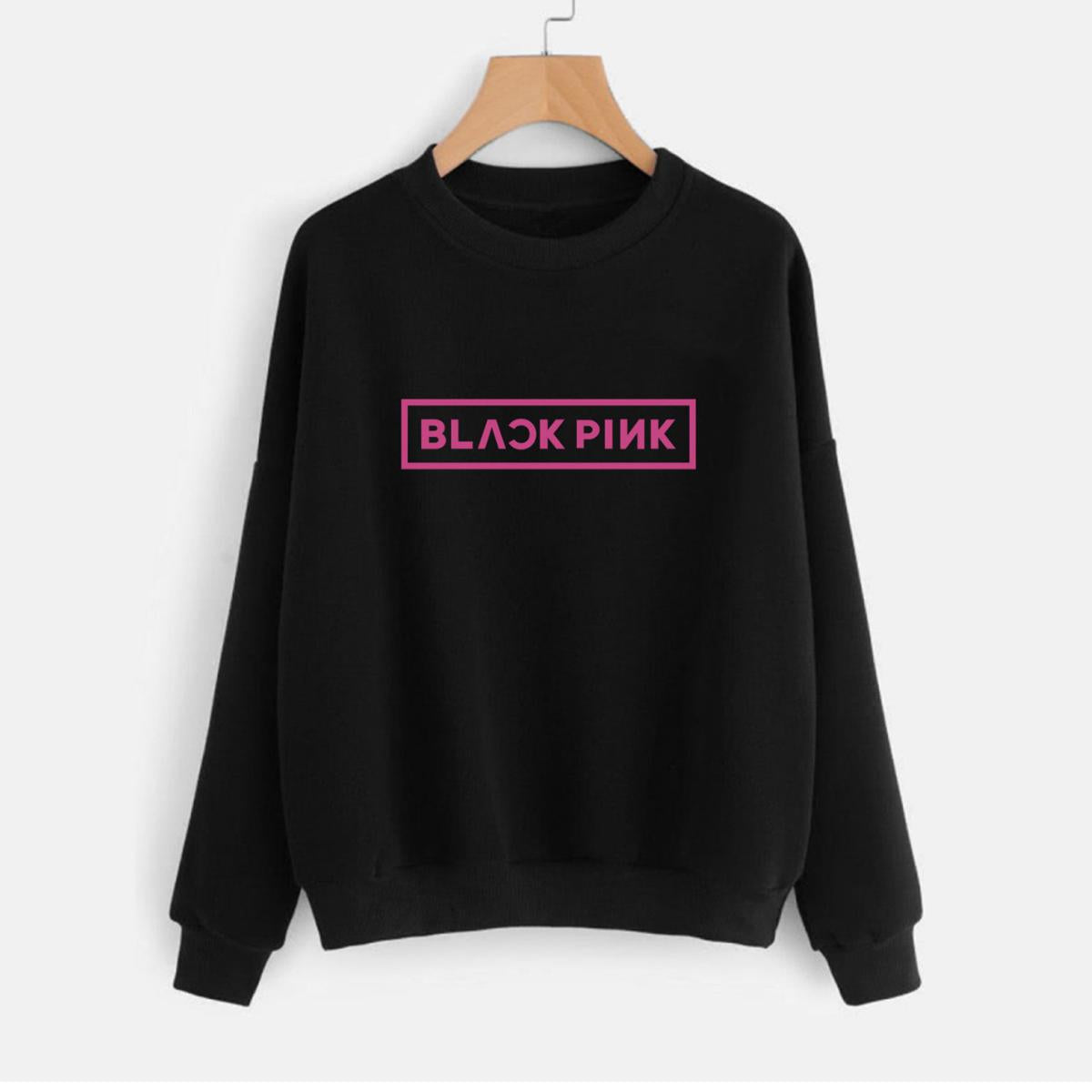 Blackpink Fleece Full Sleeves Pull Over Sweatshirt For Women