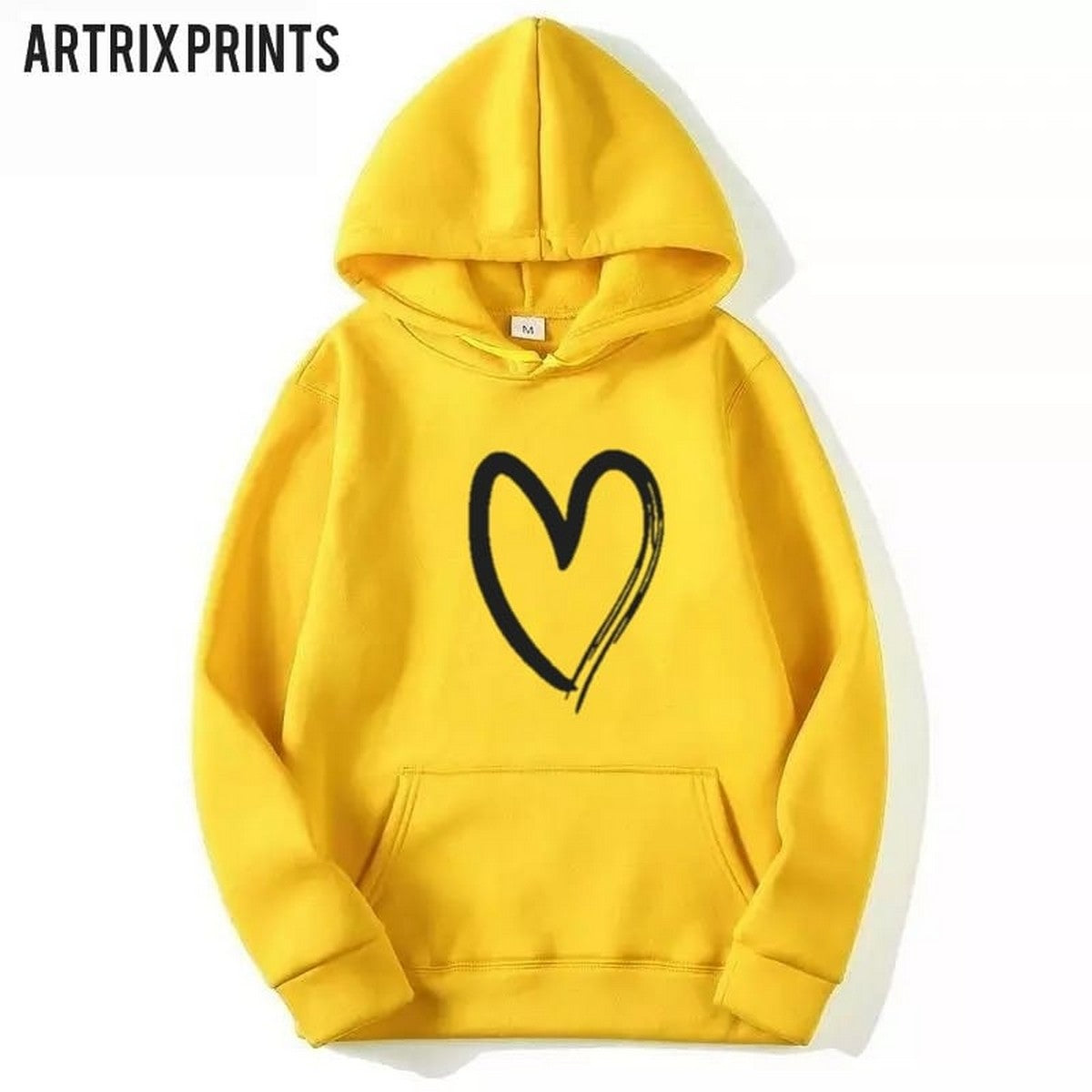 Sketch Heart Fleece Full Sleeves Pull Over Hoodie For Women