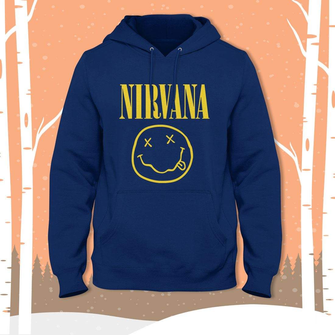 Blue Nirvana Fleece Full Sleeves Pull Over Hoodie