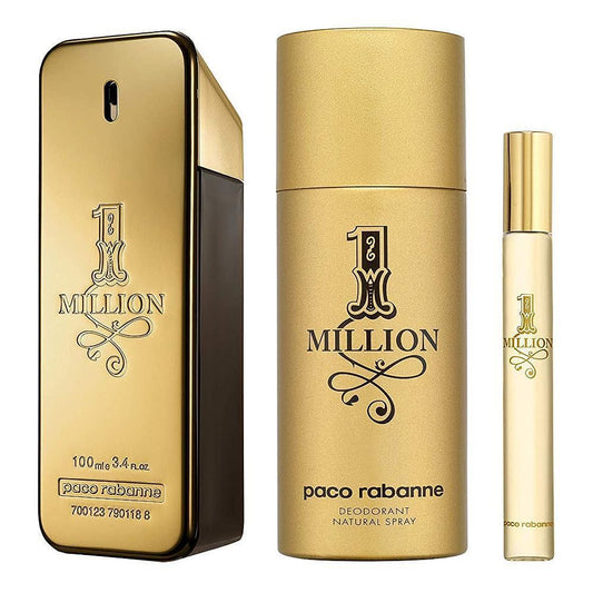 Paco Rabanne 1 Million Gift Set, For Men, EDT 100ml + Deodorant 150ml + EDT 10ml - Front View