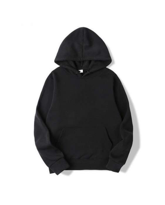 Plain Black Kangaroo Hoodie - AceCart Warm Hooded Sweatshirt in Black