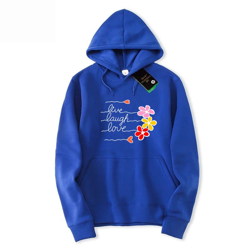 LIve Laugh Love Printed Fleece Full Sleeves Pull Over Hoodie For Women