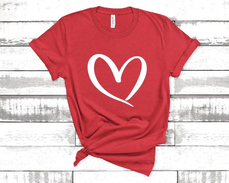 Heart Shirt Valentines Day Love T Shirt - Front View - AceCart