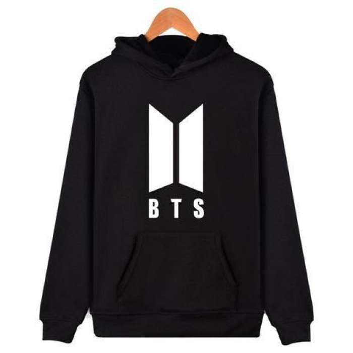 Fleece Cotton BTS Hoodie For Women in Black - AceCart Warm Hooded Sweatshirt in Black