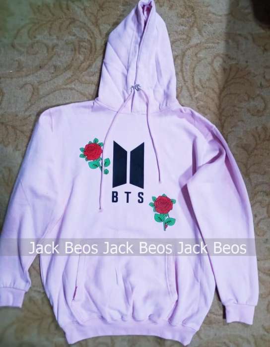 BTS Rose New Arrival Baby Pink Hoodie For Women - AceCart Warm Hooded Sweatshirt in Pink