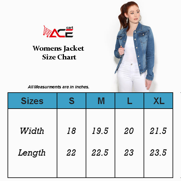 Women's Crystals Denim Jacket Size Chart - Ace Cart