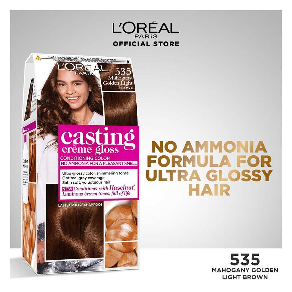 L'Oreal Paris Casting Hair Color, 535 Mahogany Golden Light Brown -  Front View