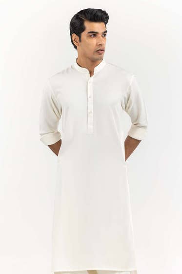 Cream Basic Shalwar Kameez