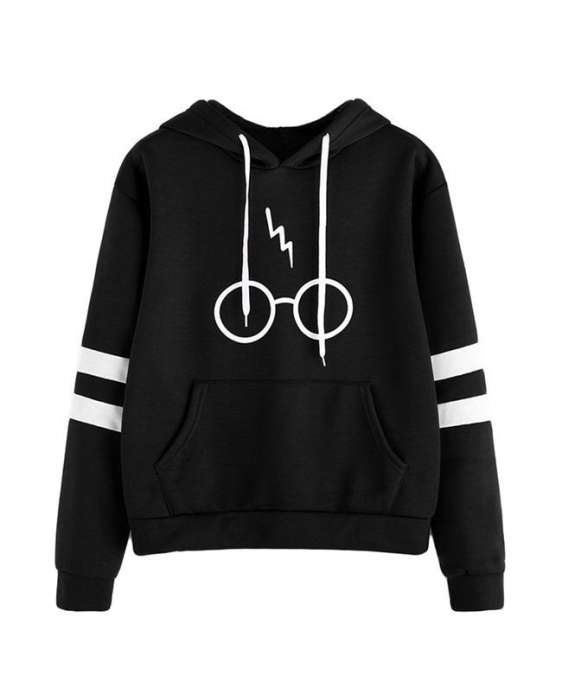 Black Harry Potter Printed Hoodie For Women 832 - AceCart Warm Hooded Sweatshirt in Black