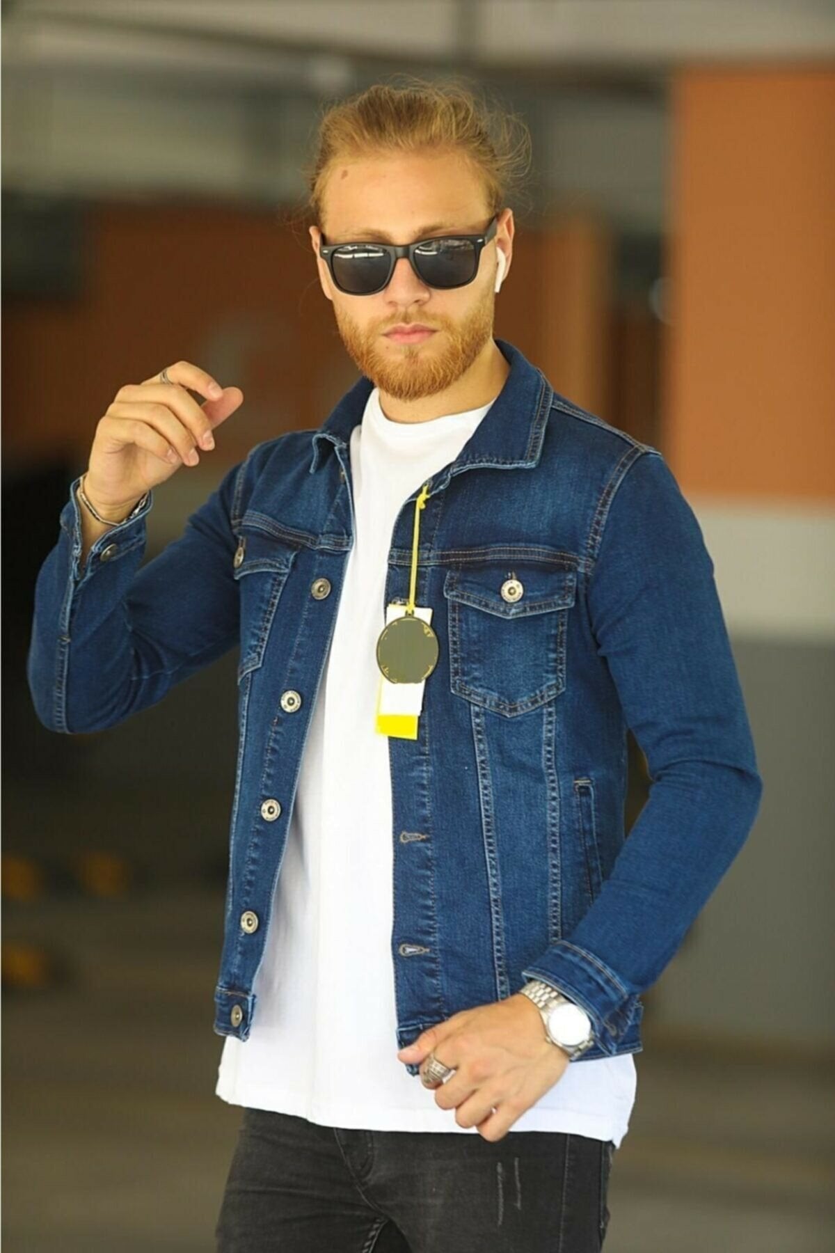 Men's fashion dark blue denim jacket