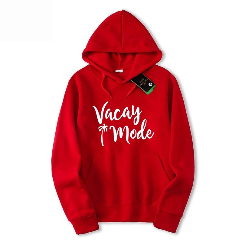 Vacation Mode Fleece Full Sleeves Pull Over Hoodie For Women