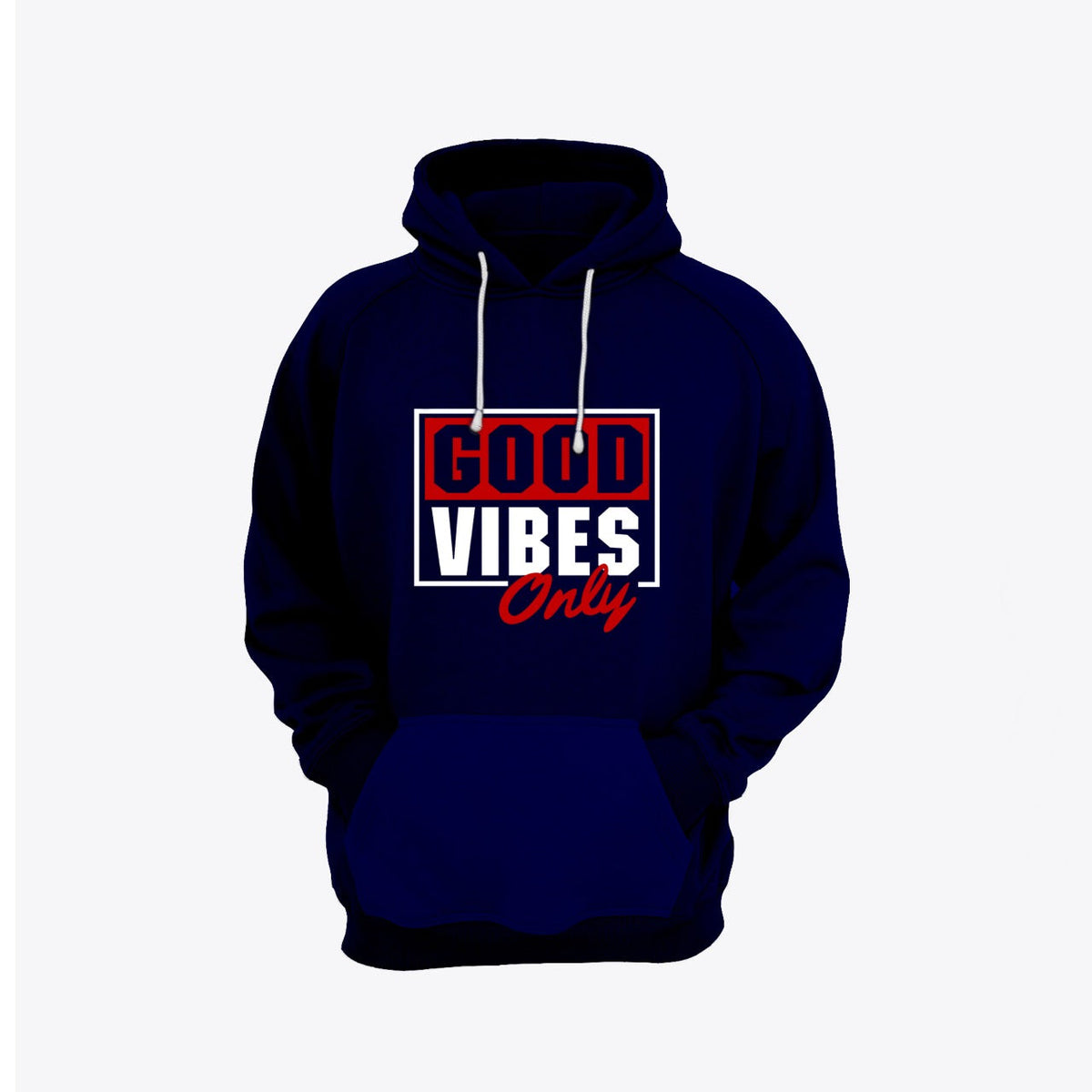 Good Vibes Printed Fleece Full Sleeves Pull Over Hoodie