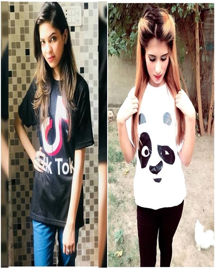 Pack Of 2-Black and White TiktokPanda Face T-Shirts For - Front View - AceCart