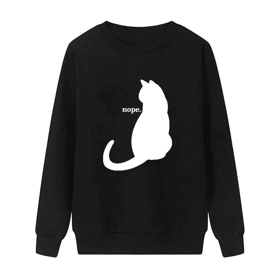 Nope Printed Fleece Full Sleeves Pull Over Sweatshirt For Women