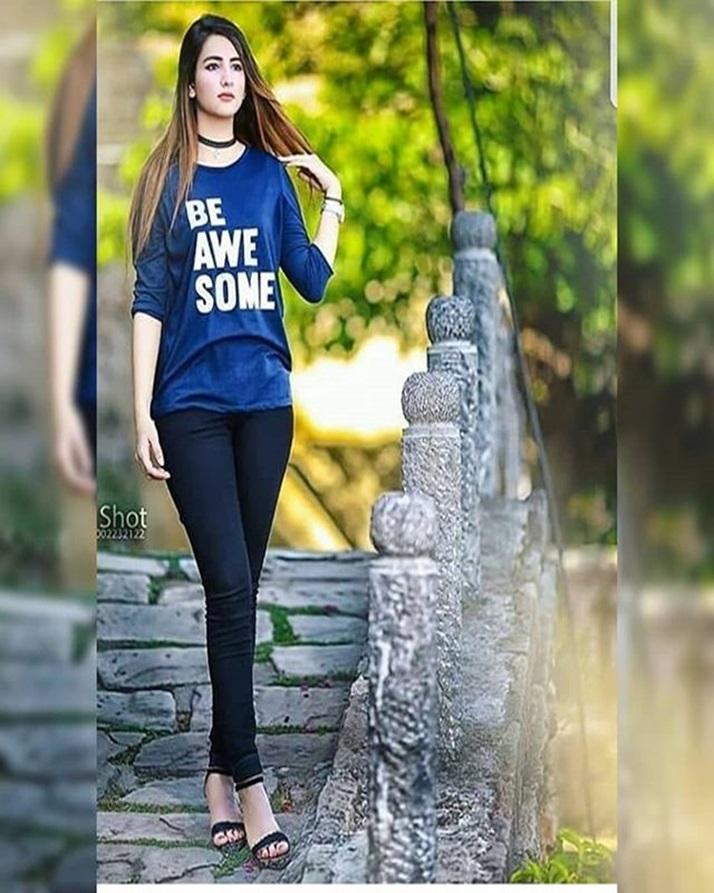 Royal Blue Being Awesome Printed T-Shirt For Women - Front View - AceCart