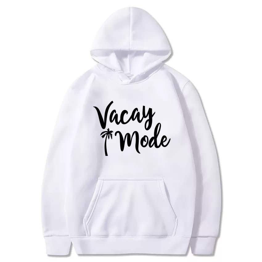 Vacation Mode Fleece Full Sleeves Pull Over Hoodie For Women