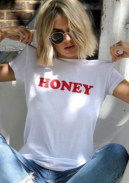 HONEY Printed Short-sleeved T-Shirt - Front View - AceCart