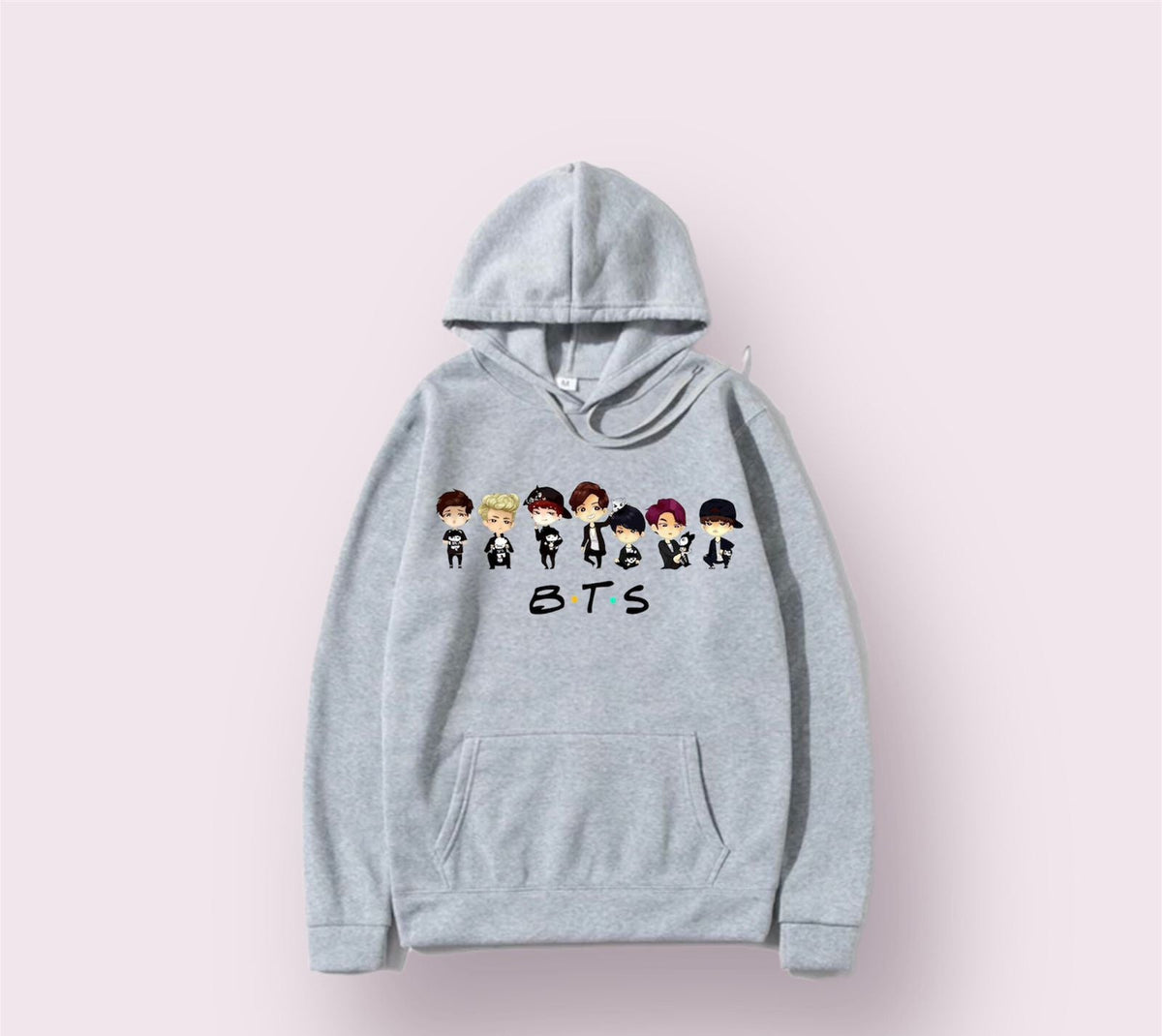 BTS Anime Fleece Full Sleeves Pull Over  Hoodie For Women