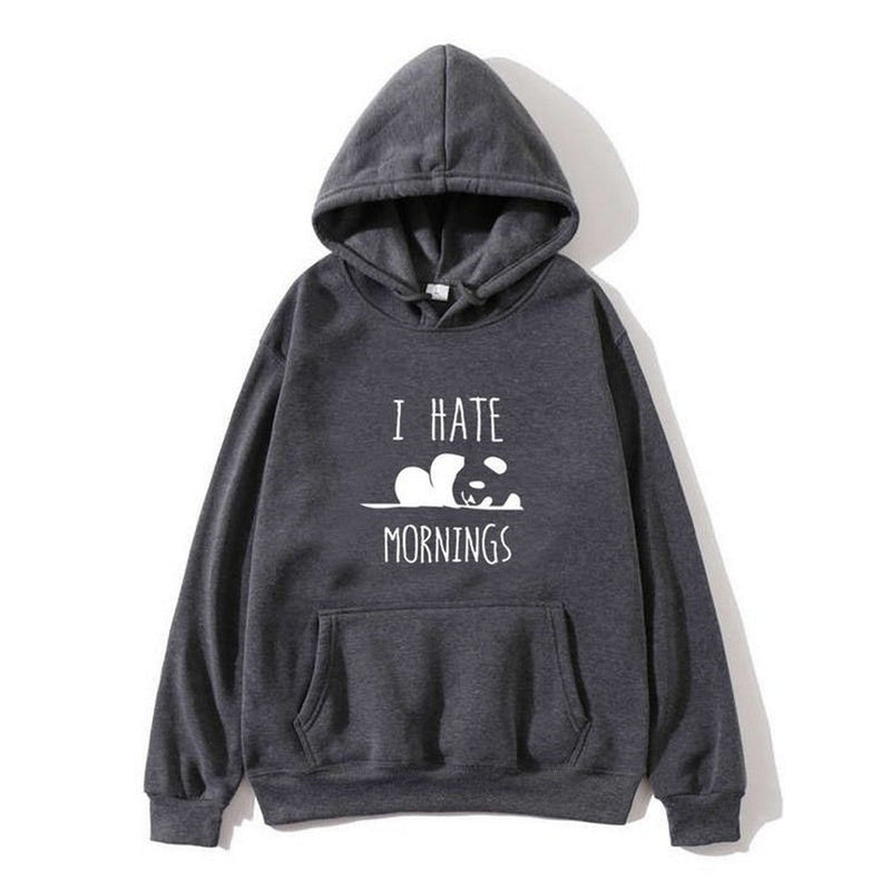 I Hate Morning Fleece Full Sleeves Pull Over Hoodie For Women