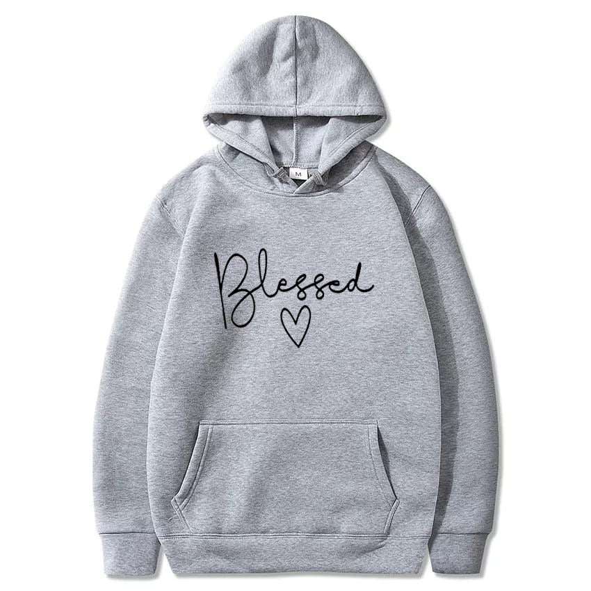 Blessed Printed Fleece Full Sleeves Pull Over Hoodie For Women