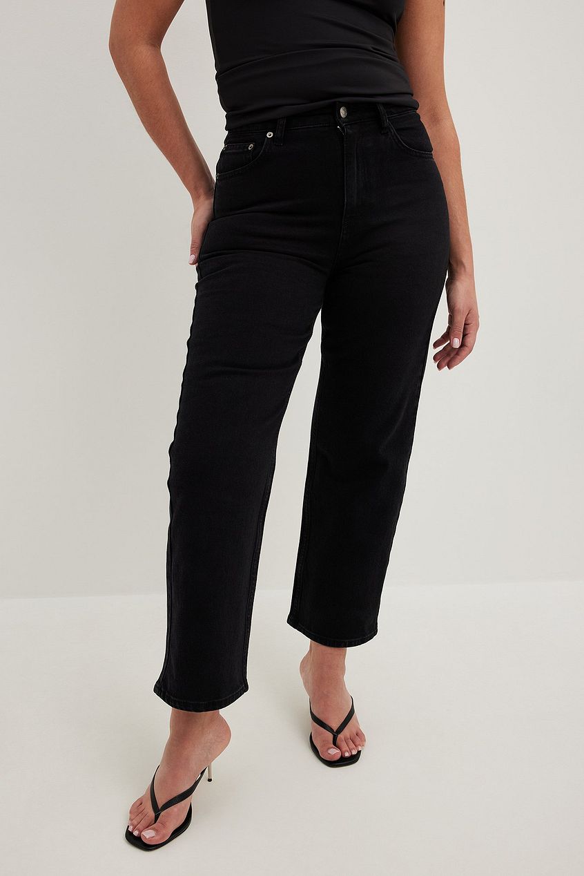 Straight High Waist Cropped Jeans For Womens