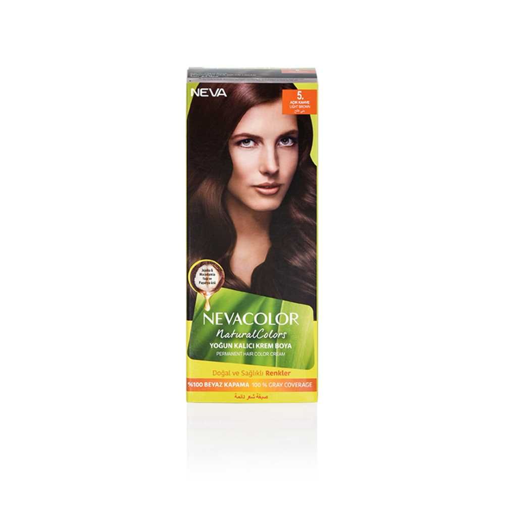 Neva Hair Color, 50ml, Kit Pack No. 5 Light Brown -  Front View