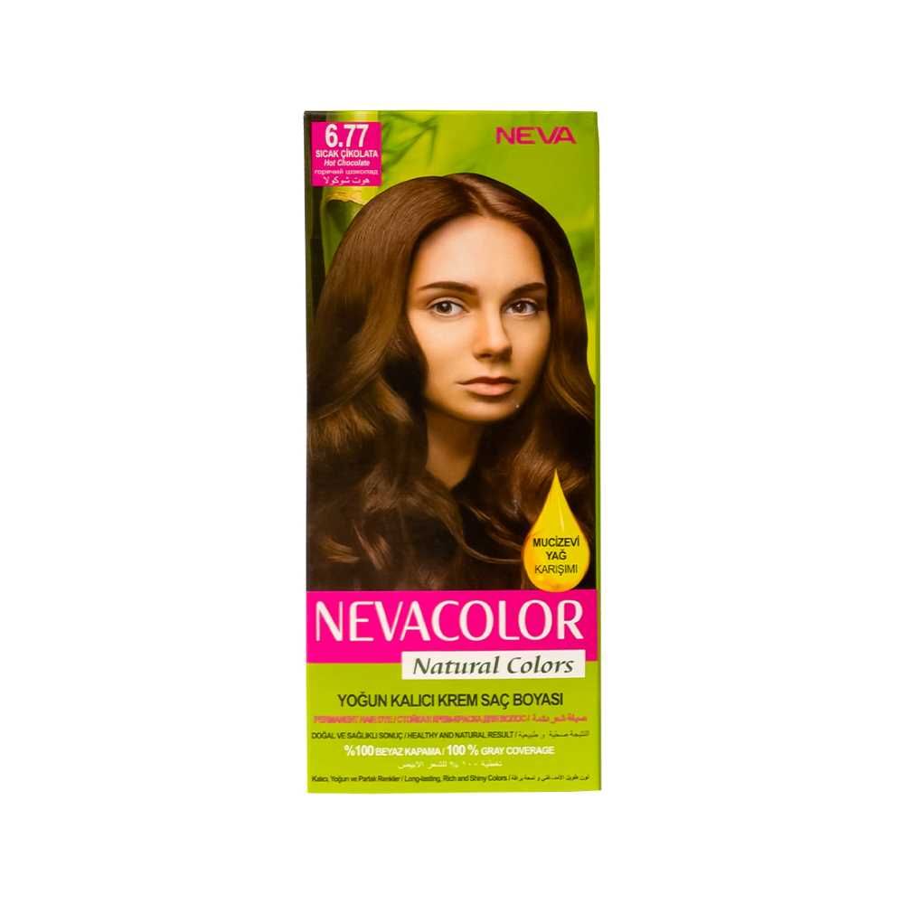 Neva Hair Color, 50ml, Kit Pack No. 6.77 Hot Chocolate -  Front View