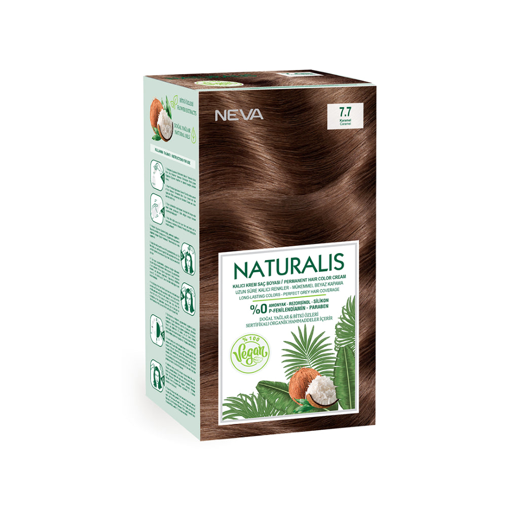 Neva Naturalis Hair Color, 60ml, Kit Pack No. 7.7 Caramel -  Front View