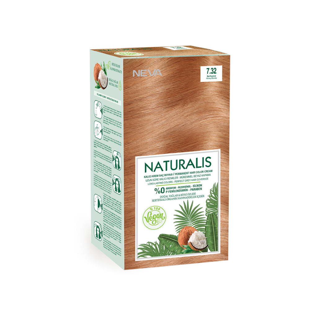 Neva Naturalis Hair Color, 60ml, Kit Pack No. 7.32 Honey Blonde -  Front View