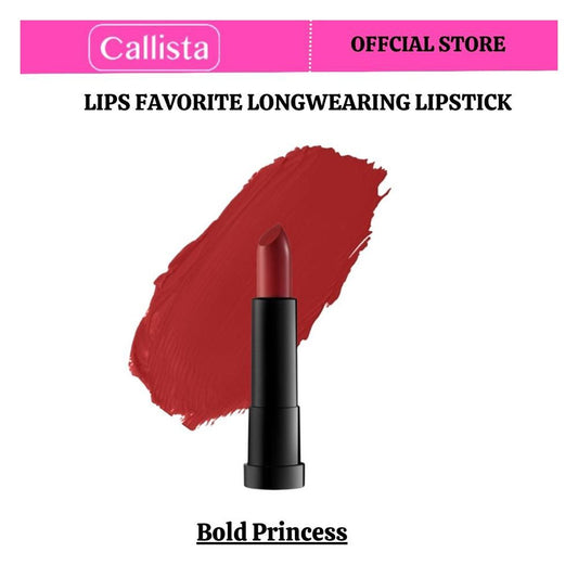 Callista Lips Favorite Longwearing Lipstick, Vegan, Macadamia Oil, Shea Butter & Cruelty Free, 4g, 303 Bold Princess - Front View