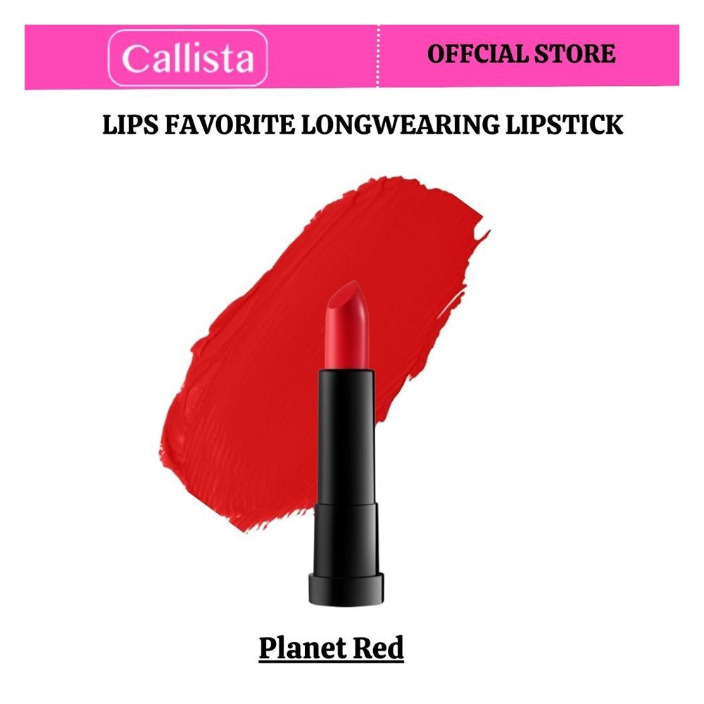 Callista Lips Favorite Longwearing Lipstick, Vegan, Macadamia Oil, Shea Butter & Cruelty Free, 4g, 302 Planet Red - Front View