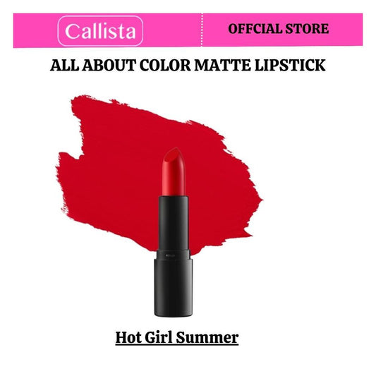 Callista All About Color Matte Lipstick, Vegan, Macadamia Oil, Vitamin E & Cruelty Free, 4g, 506 Hot Girl Summer - Front View