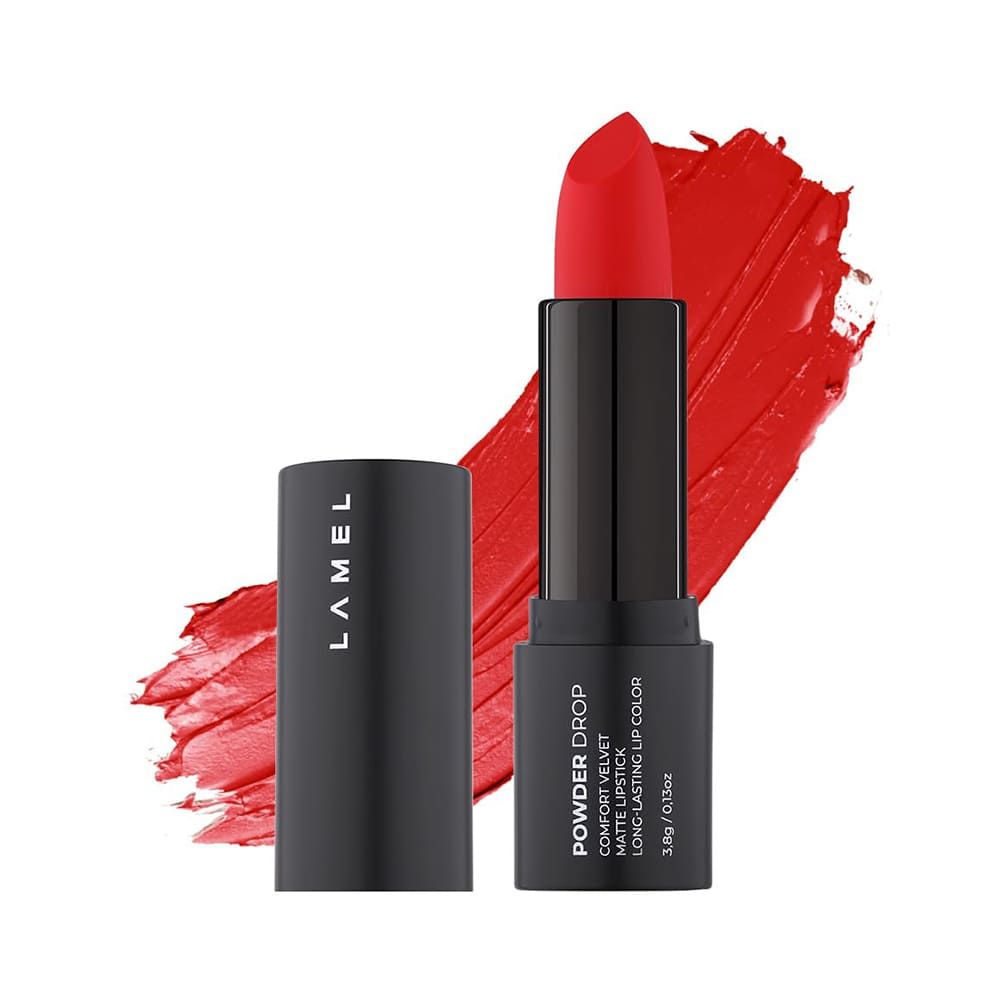 LAMEL Powder Drop Long Lasting Matte Lipstick, 407 Red Velvet - Front View