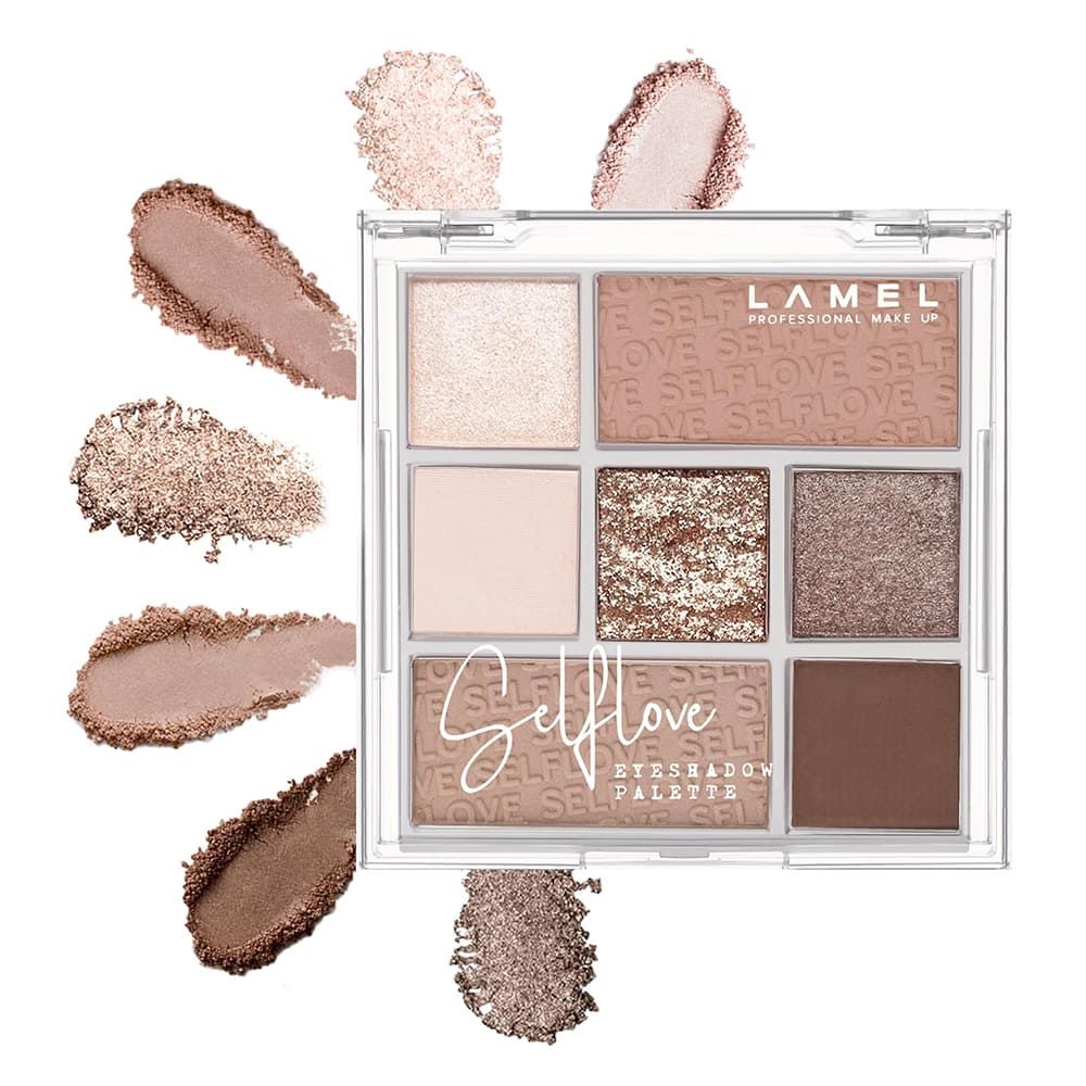 LAMEL Selflove Eyeshadow Palette, 7 Shades, 8.5g, Confident 402 - Front View