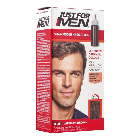 Just For Men Shampoo-In Hair Colour, H-35 Medium Brown -  Front View