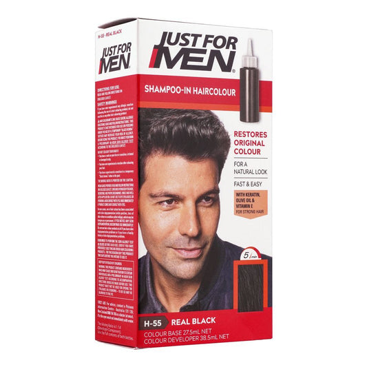 Just For Men Shampoo-In Hair Colour, H-55 Real Black -  Front View