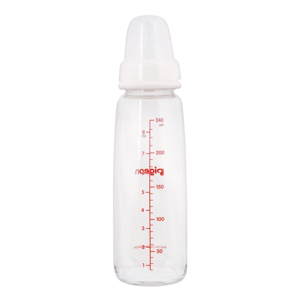 Pigeon Peristaltic Nipple Glass Bottle 240ml A-482 - Front View